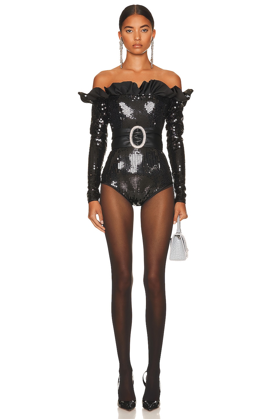 Image 1 of Alessandra Rich Sequin Playsuit in Black