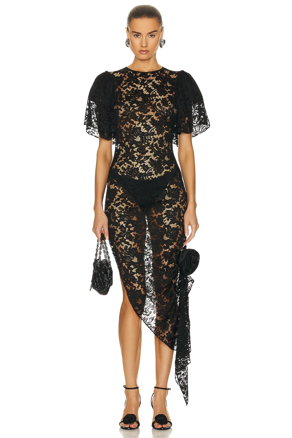 Image 1 of Alessandra Rich Lace Dress in Black
