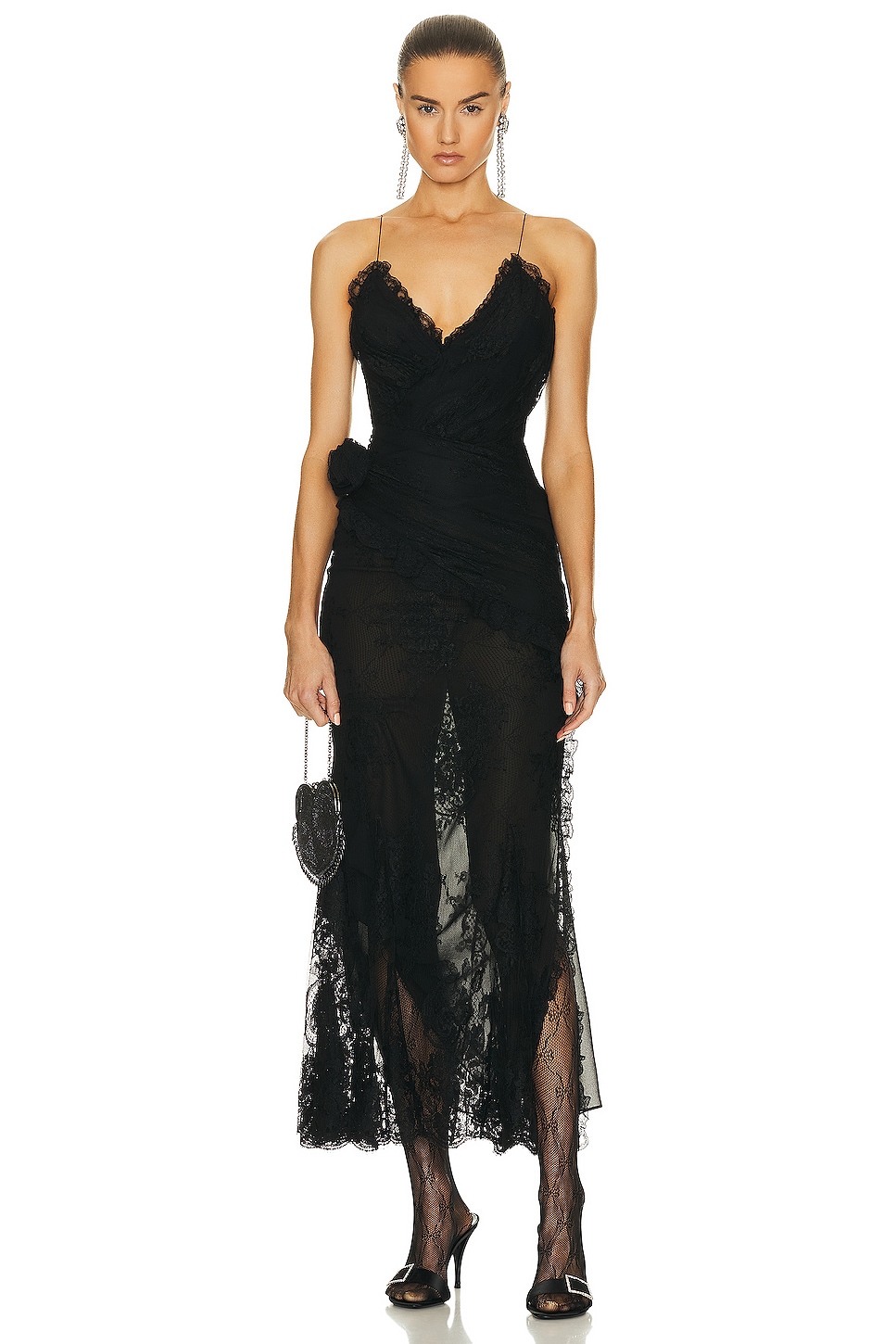 Image 1 of Alessandra Rich Lace Evening Dress in Black