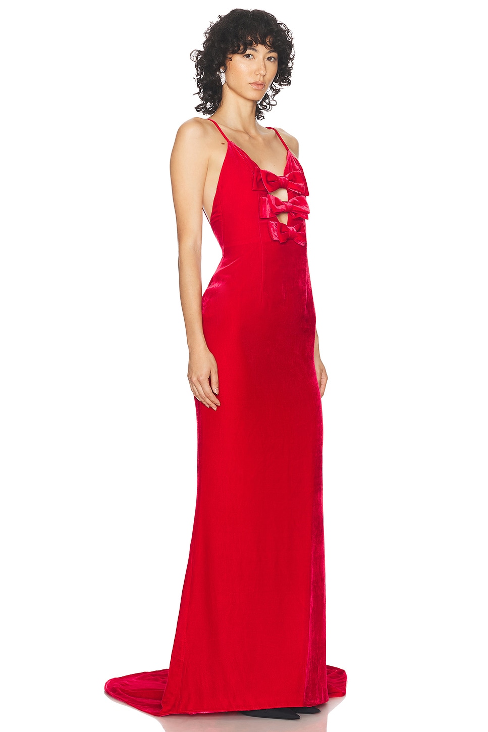 Shop Alessandra Rich Velvet Gown In Red