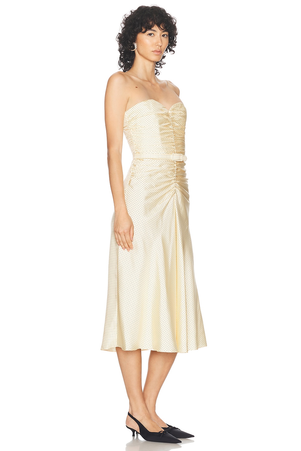 Alessandra Rich Bustier Midi Dress In Cream & Brown