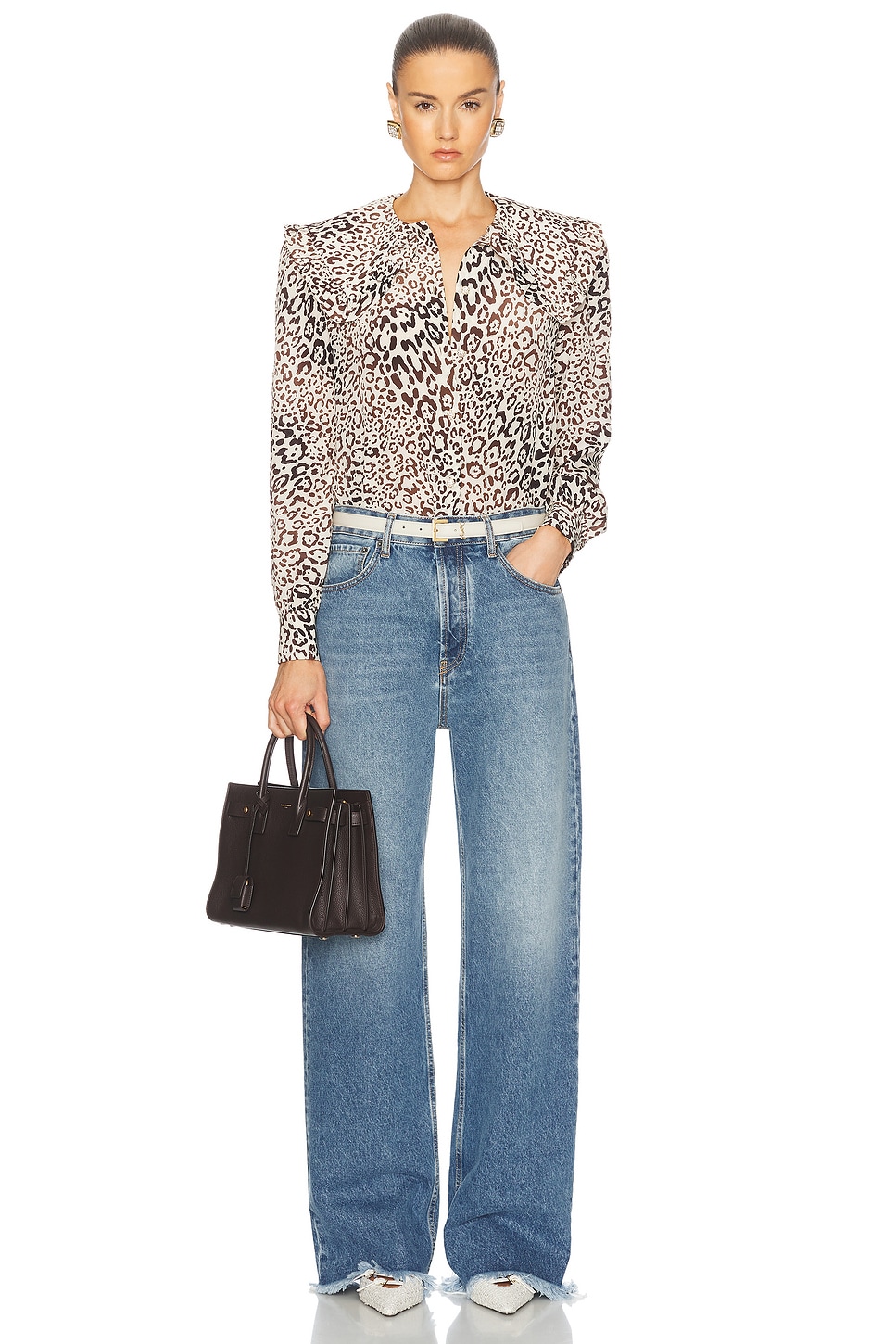 Alessandra Rich Low Waist Baggy Wide Leg Jeans thumbnail
