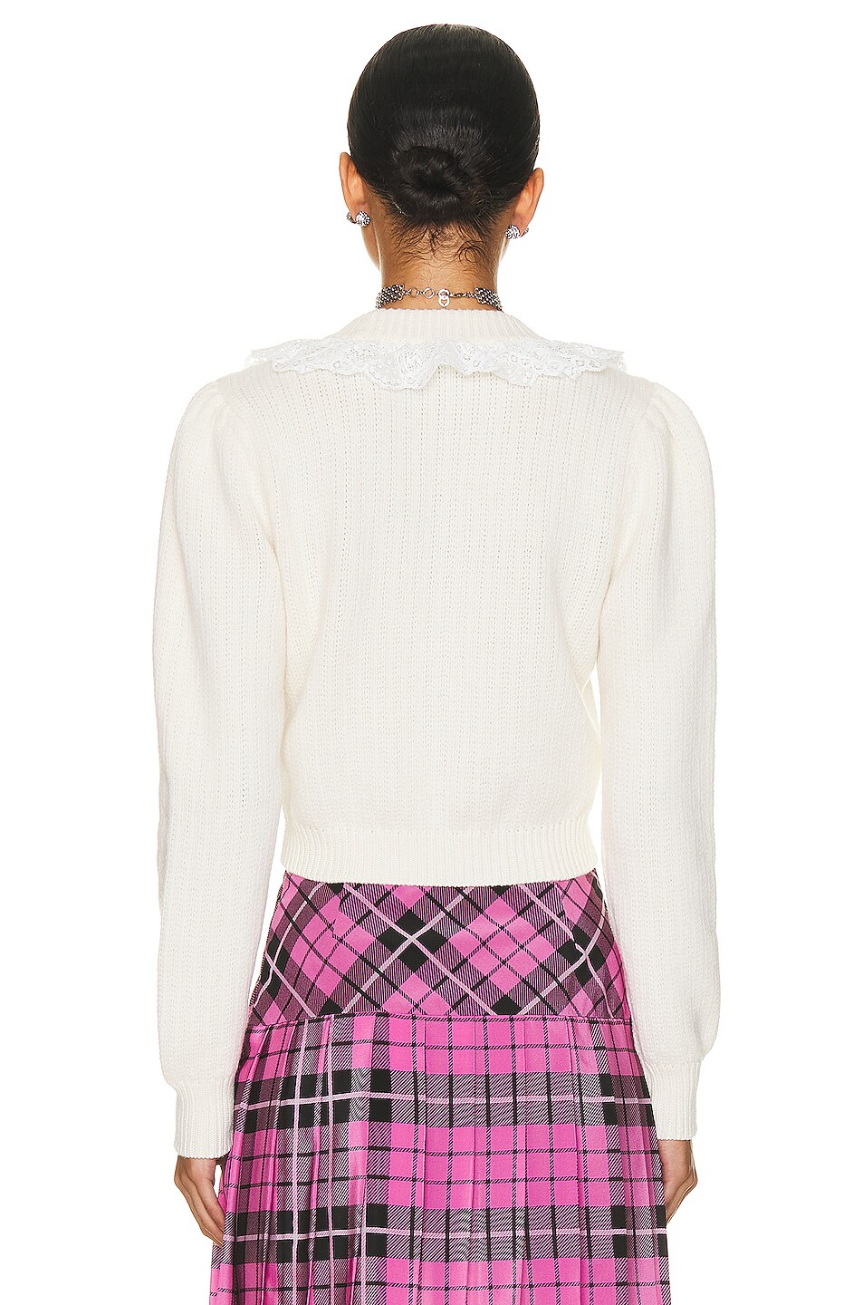 Cardigan Blanc à Volants – Cable & Gauge – Femme – Taille L – Manches Longues
