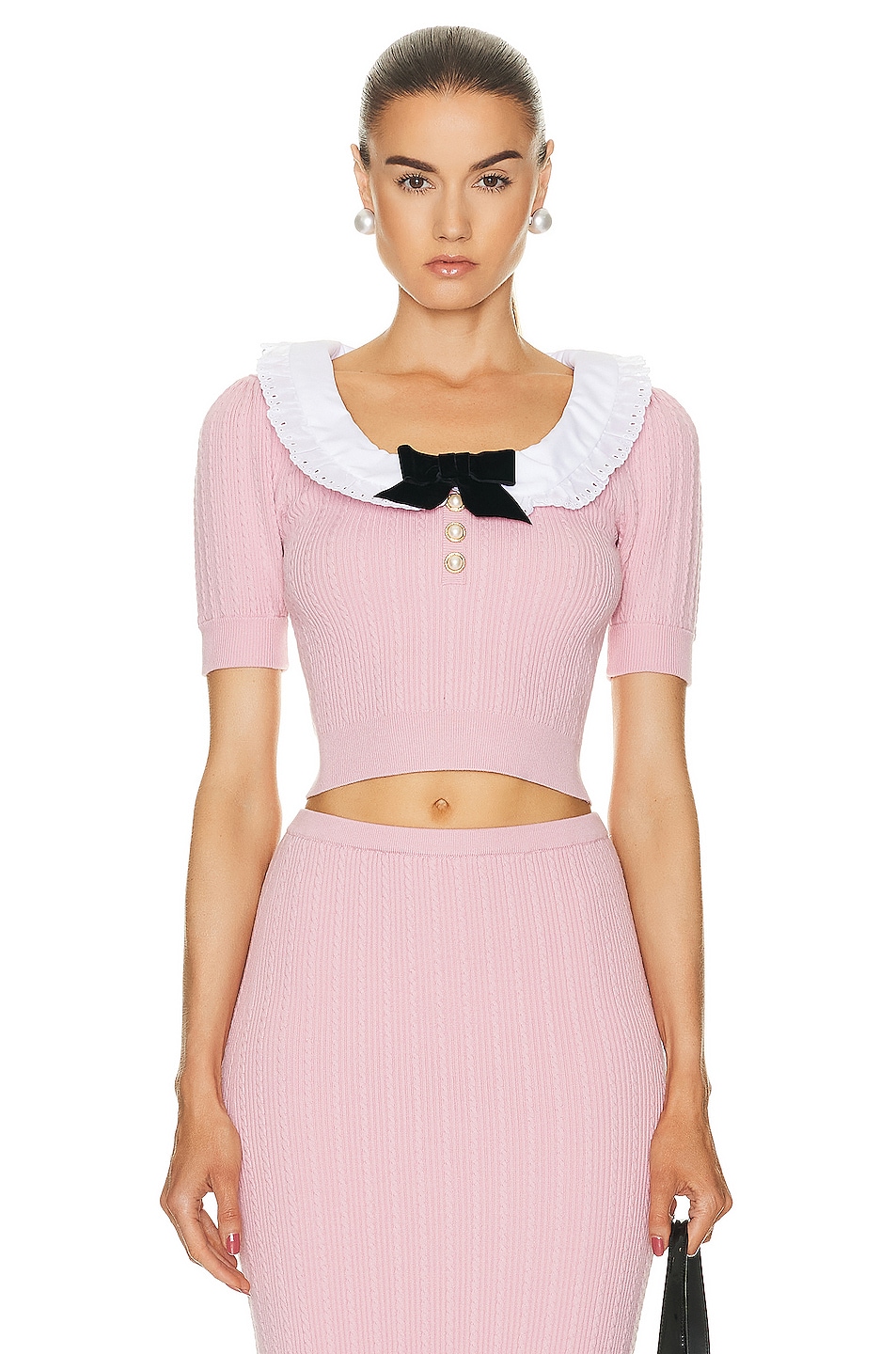 Image 1 of Alessandra Rich Short Sleeve Sweater in Pink