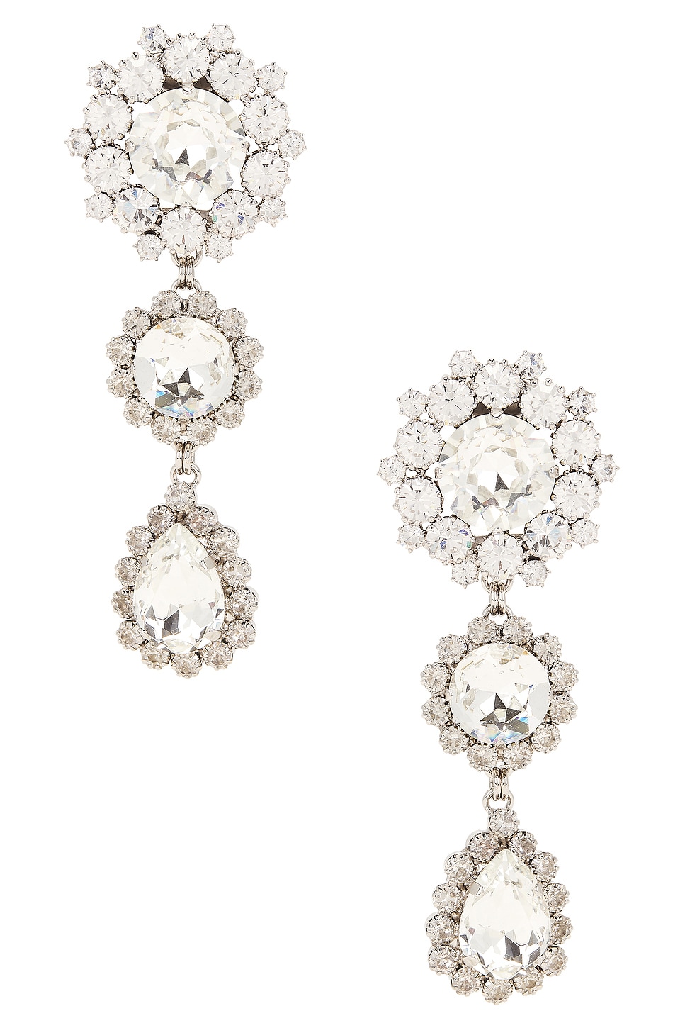 Image 1 of Alessandra Rich Crystal Drop Earrings in Crystal & Silver