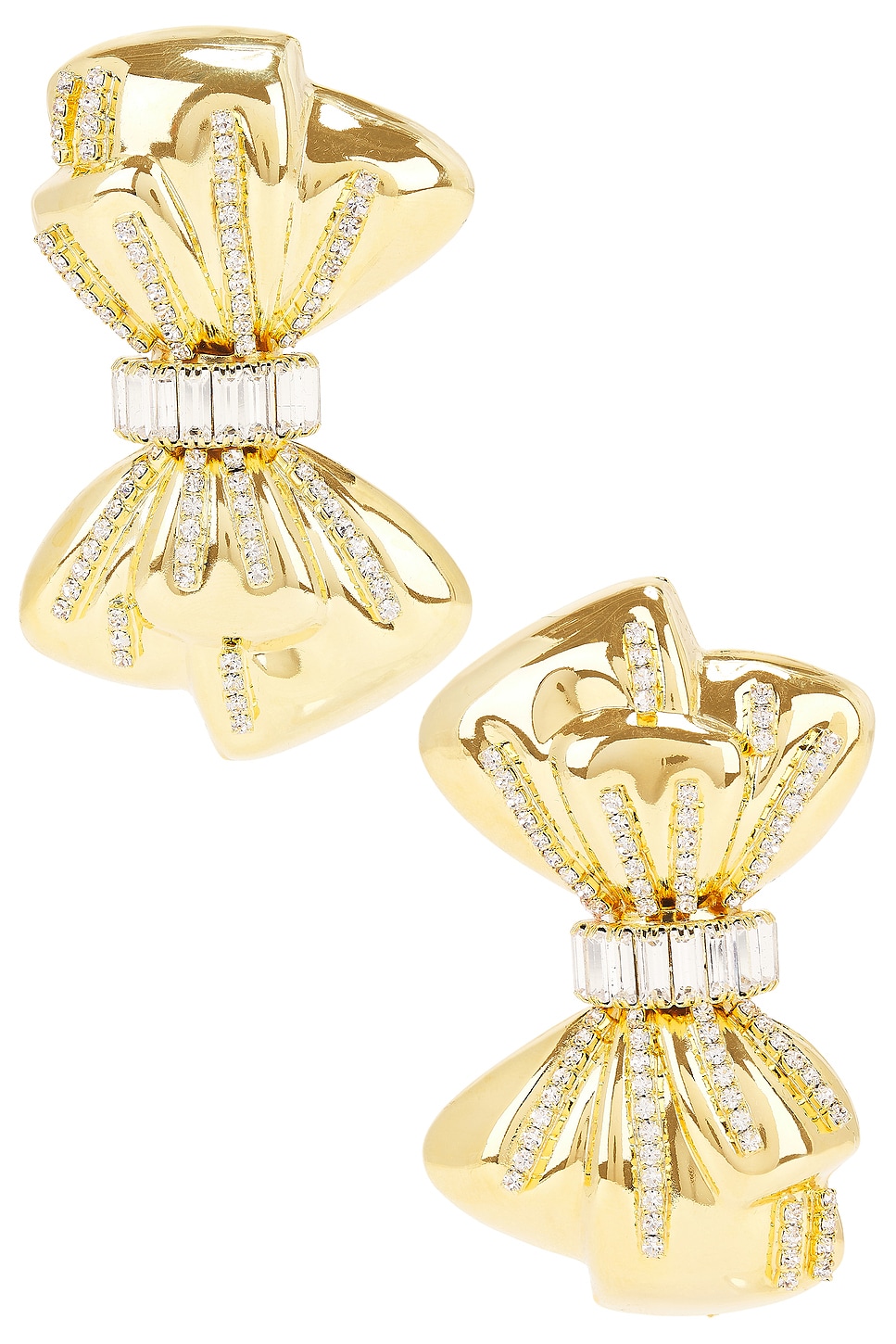 Shop Alessandra Rich Bow Earrings In Crystal & Gold