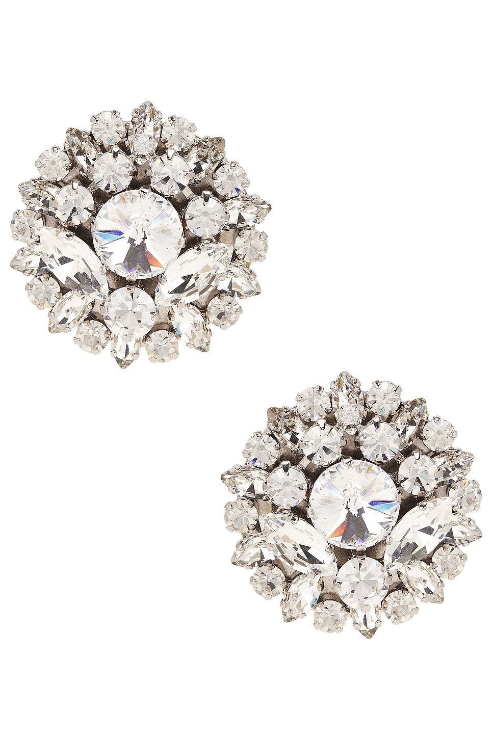 Image 1 of Alessandra Rich Crystal Flower Earrings in Crystal & Silver