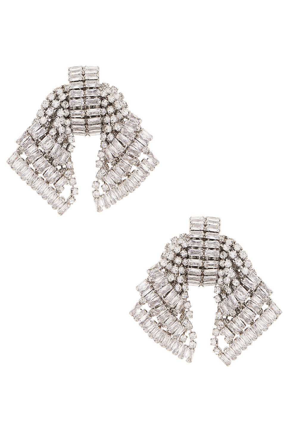 Image 1 of Alessandra Rich Crystal Bow Earrings in Crystal & Silver