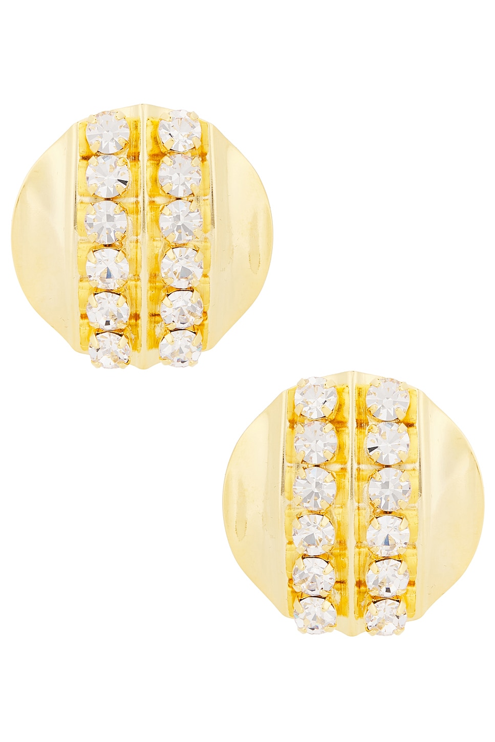 Image 1 of Alessandra Rich Crystal Round Earrings in Crystal & Gold