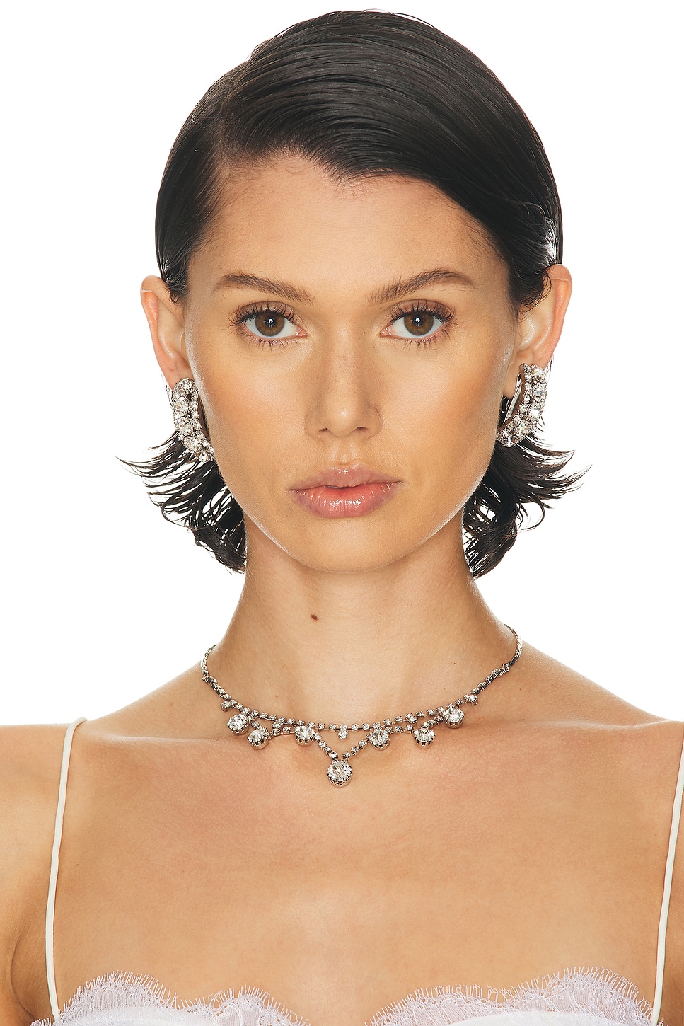 Alessandra Rich Crystal Necklace In Metallic