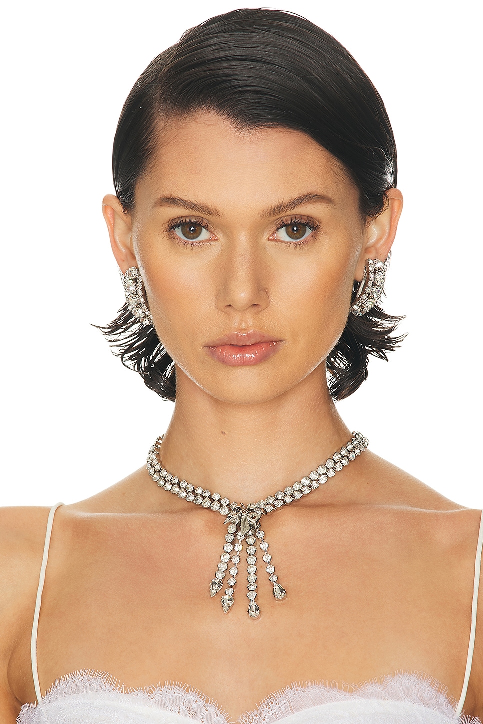 Alessandra Rich Crystal Necklace In White