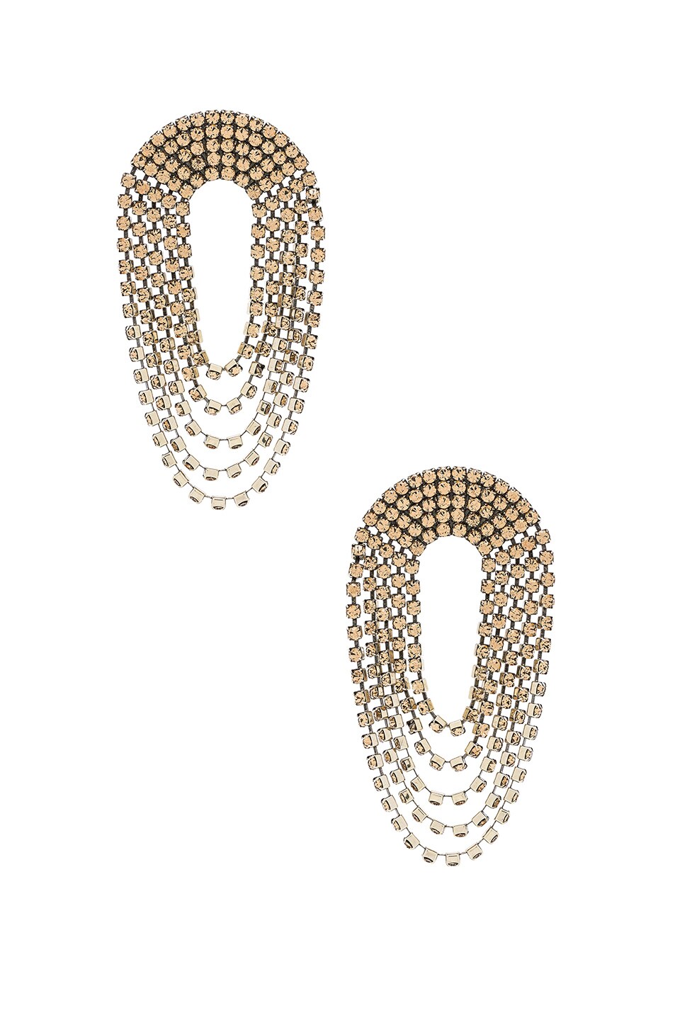 Image 1 of Alessandra Rich Draped Circle Crystal Earrings in Dark Gold