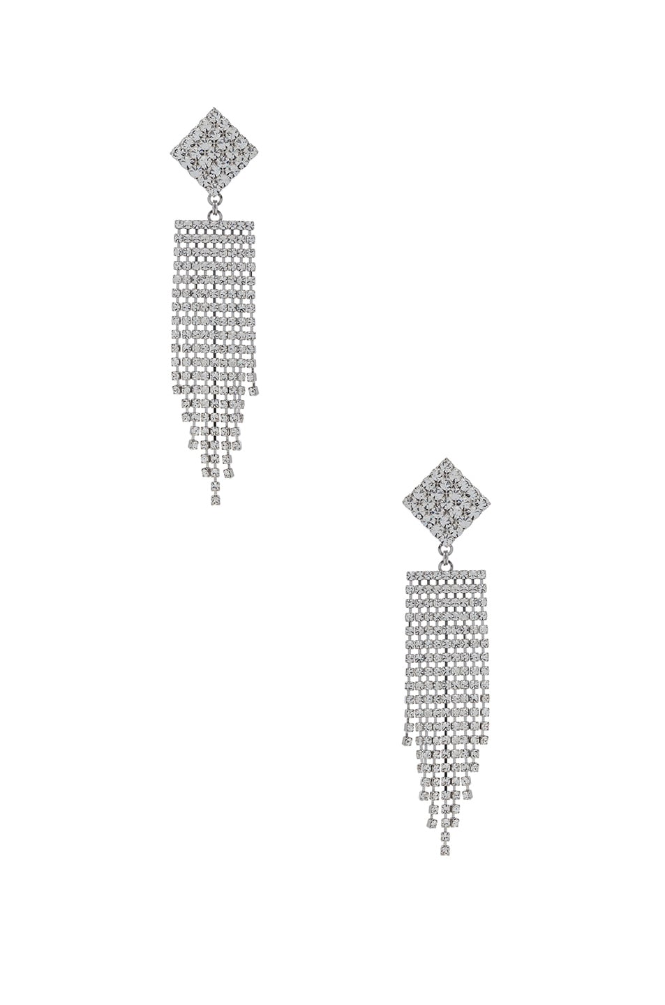 Image 1 of Alessandra Rich Diamond Crystal Fringe Earrings in Crystal