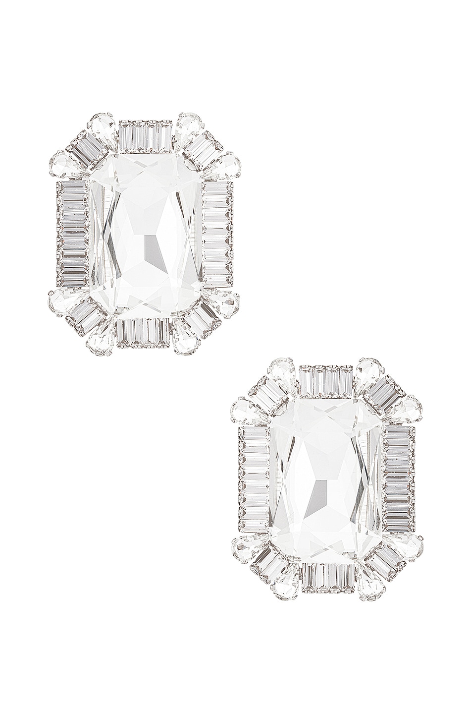 Image 1 of Alessandra Rich Square Crystal Clip Earrings in Crystal