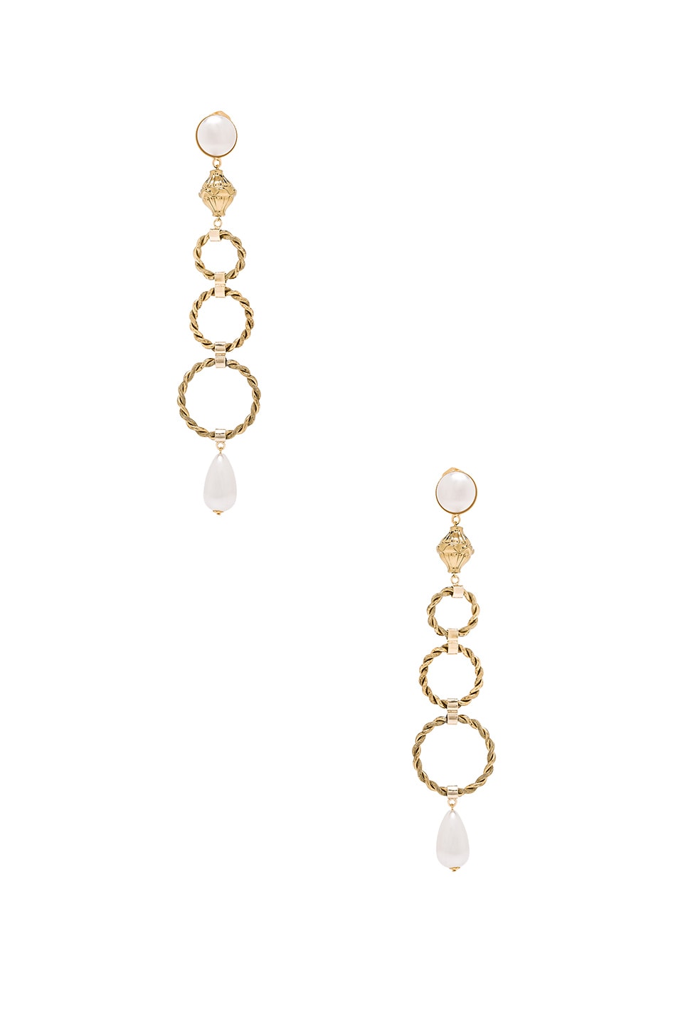 Image 1 of Alessandra Rich Pearl Ring Earrings in Gold
