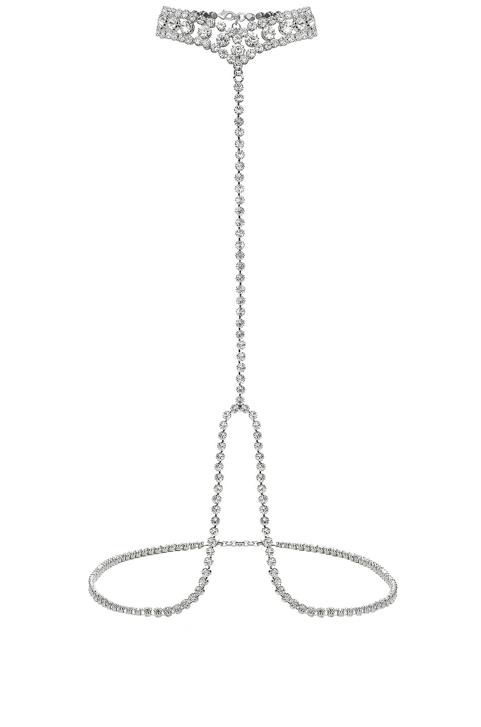 Image 1 of Alessandra Rich Crystal Body Chain in Crystal & Silver