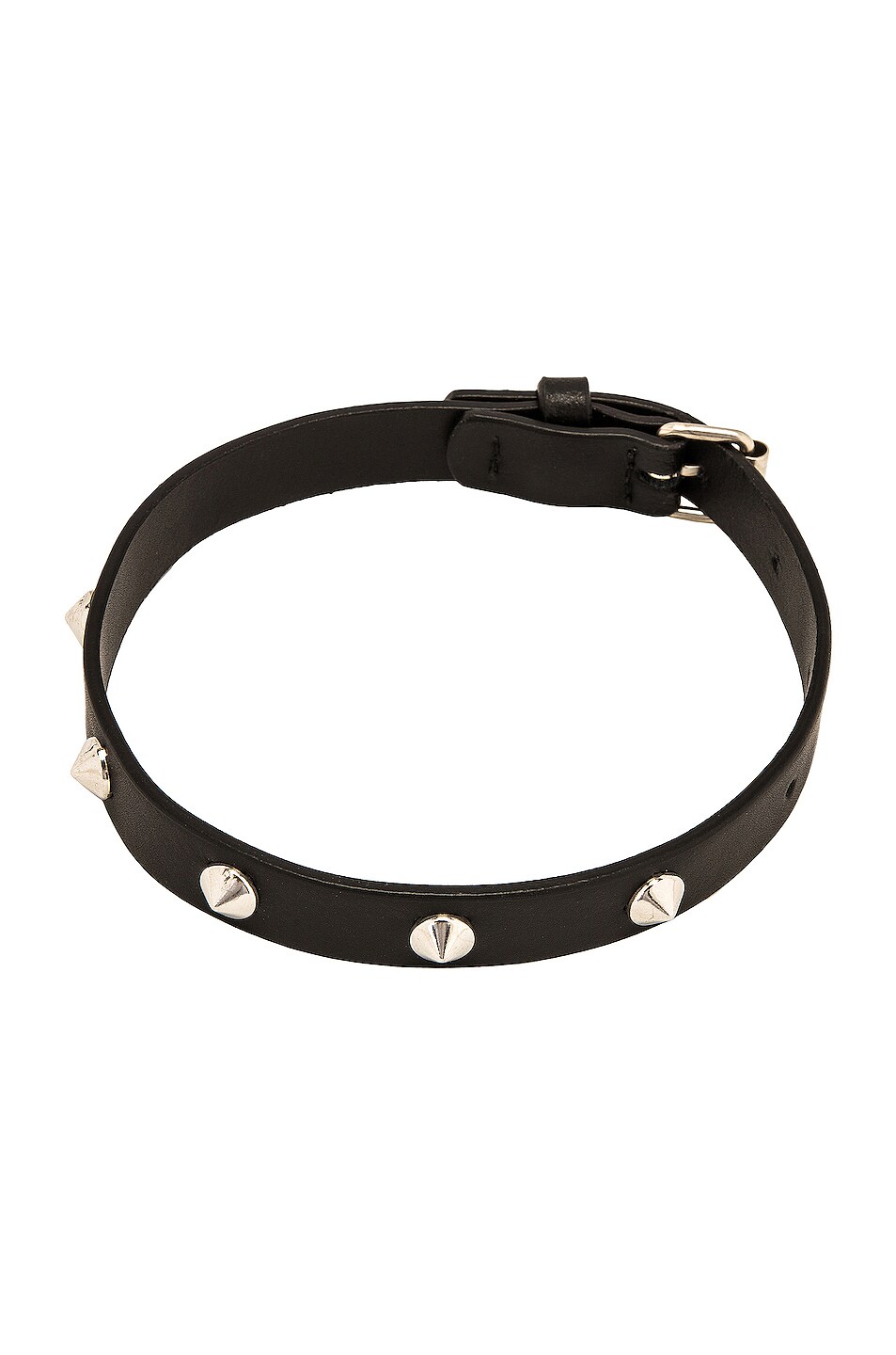 Image 1 of Alessandra Rich Leather Spike Choker in Crystal & Silver