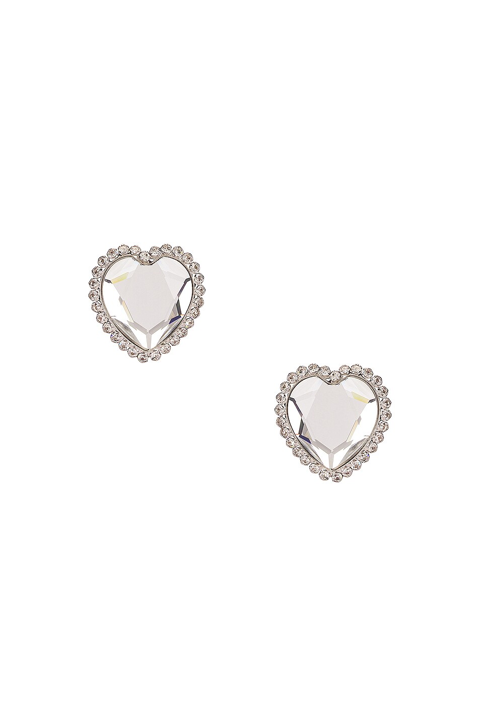 Image 1 of Alessandra Rich Crystal Heart Earrings in Crystal & Silver