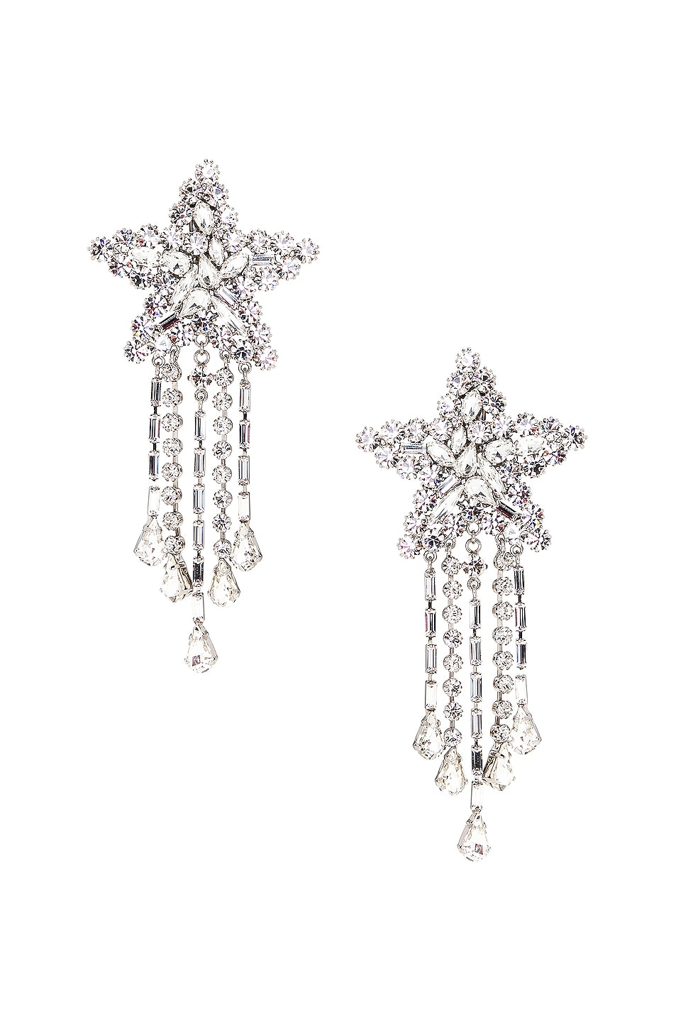 Image 1 of Alessandra Rich Star Earrings in Crystal & Silver