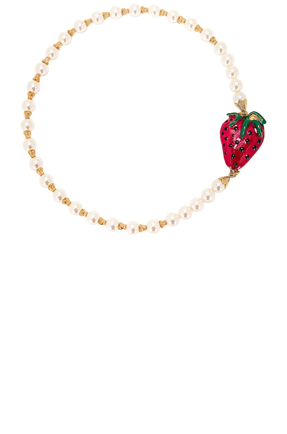 Image 1 of Alessandra Rich Pearl Necklace With Strawberry Embellishment in Pearl