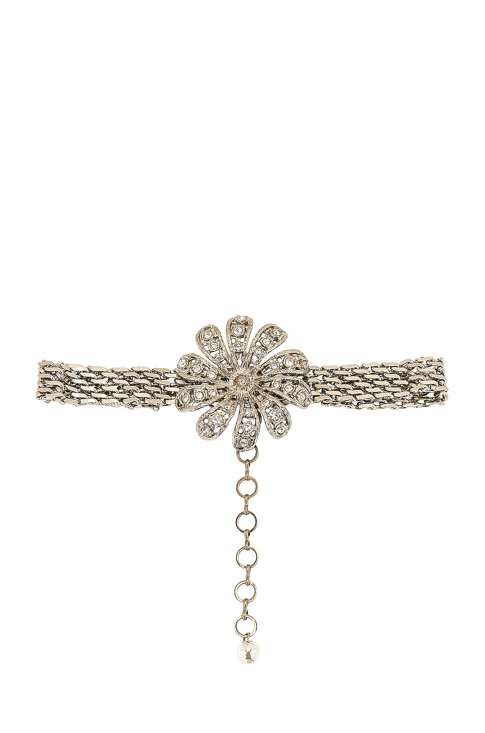 Image 1 of Alessandra Rich Chain Choker With Daisy Embellishment in Crystal Silver