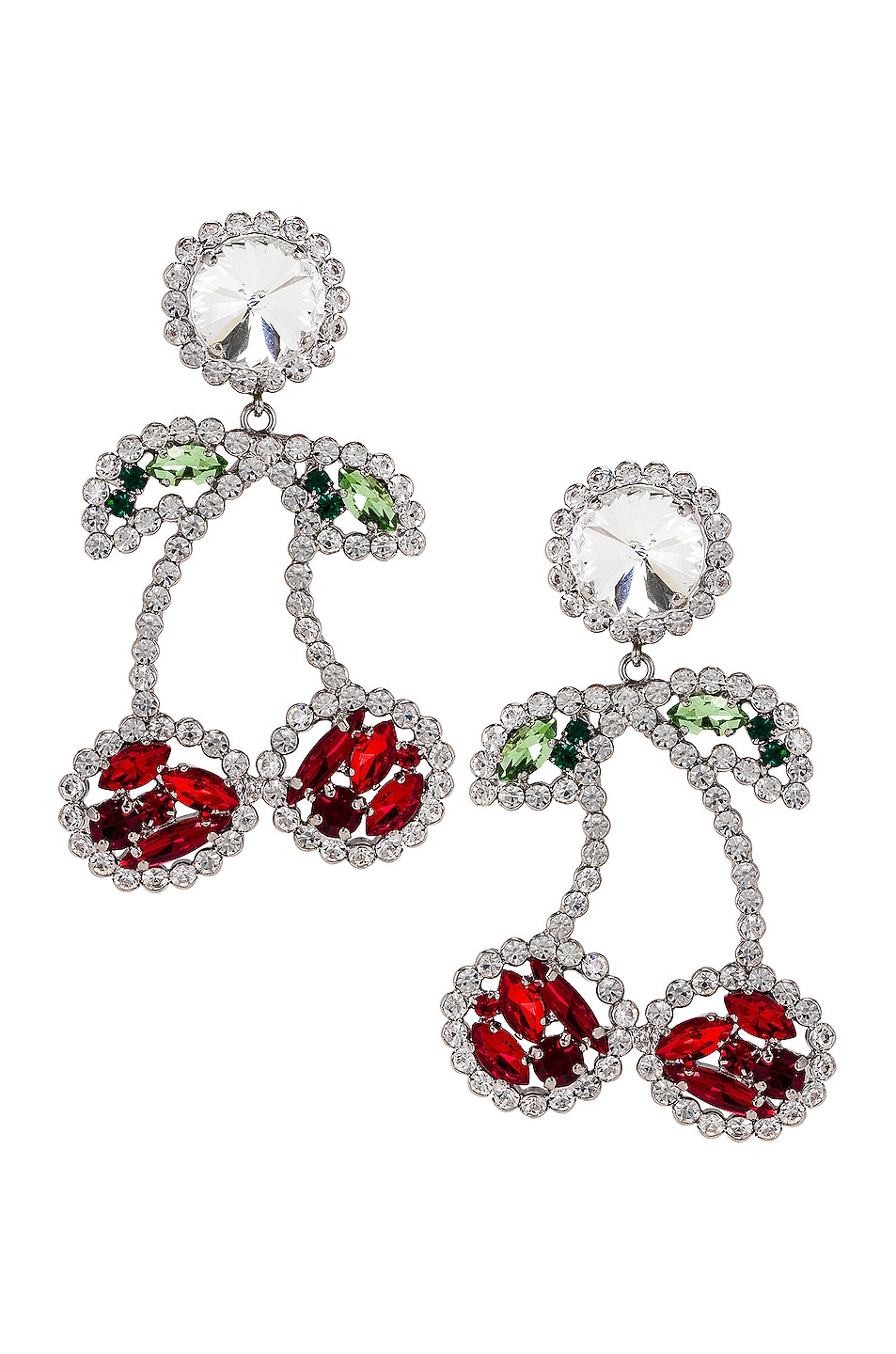 Image 1 of Alessandra Rich Cherry Crystal Earrings in Crystal Silver