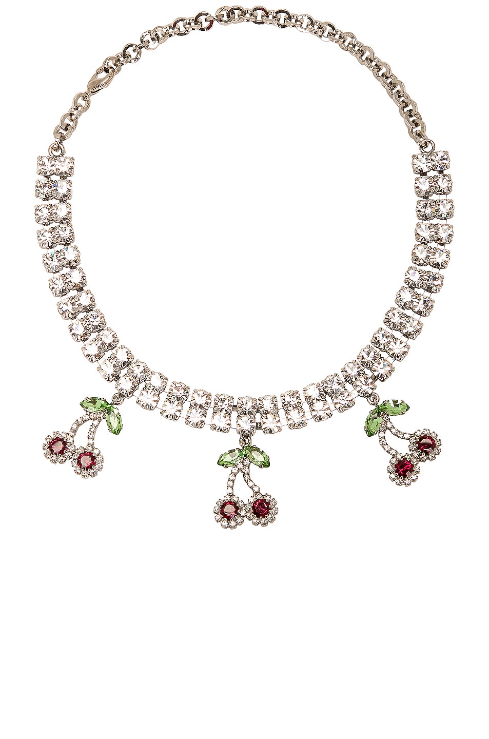 Image 1 of Alessandra Rich Crystal Choker With Cherry Pendants in Crystal Silver