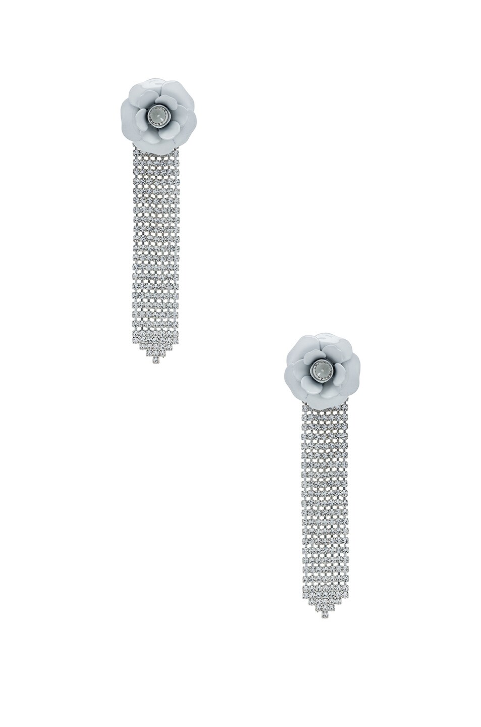 Image 1 of Alessandra Rich Rose & Crystal Arrow Earrings in Crystal & White
