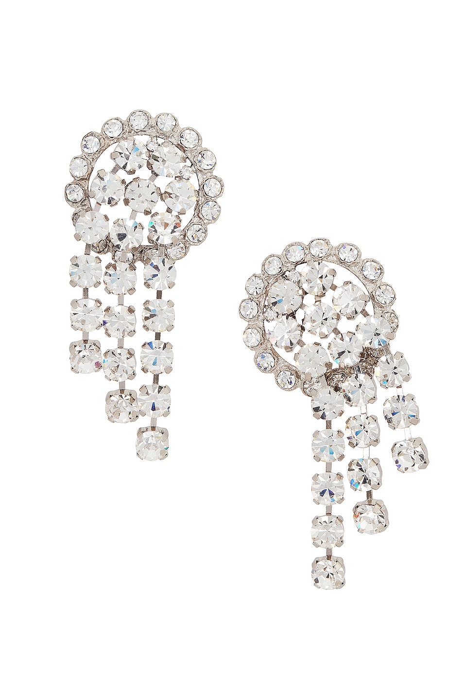 Alessandra Rich Crystal Cascade Earrings in Crystal & Silver | FWRD