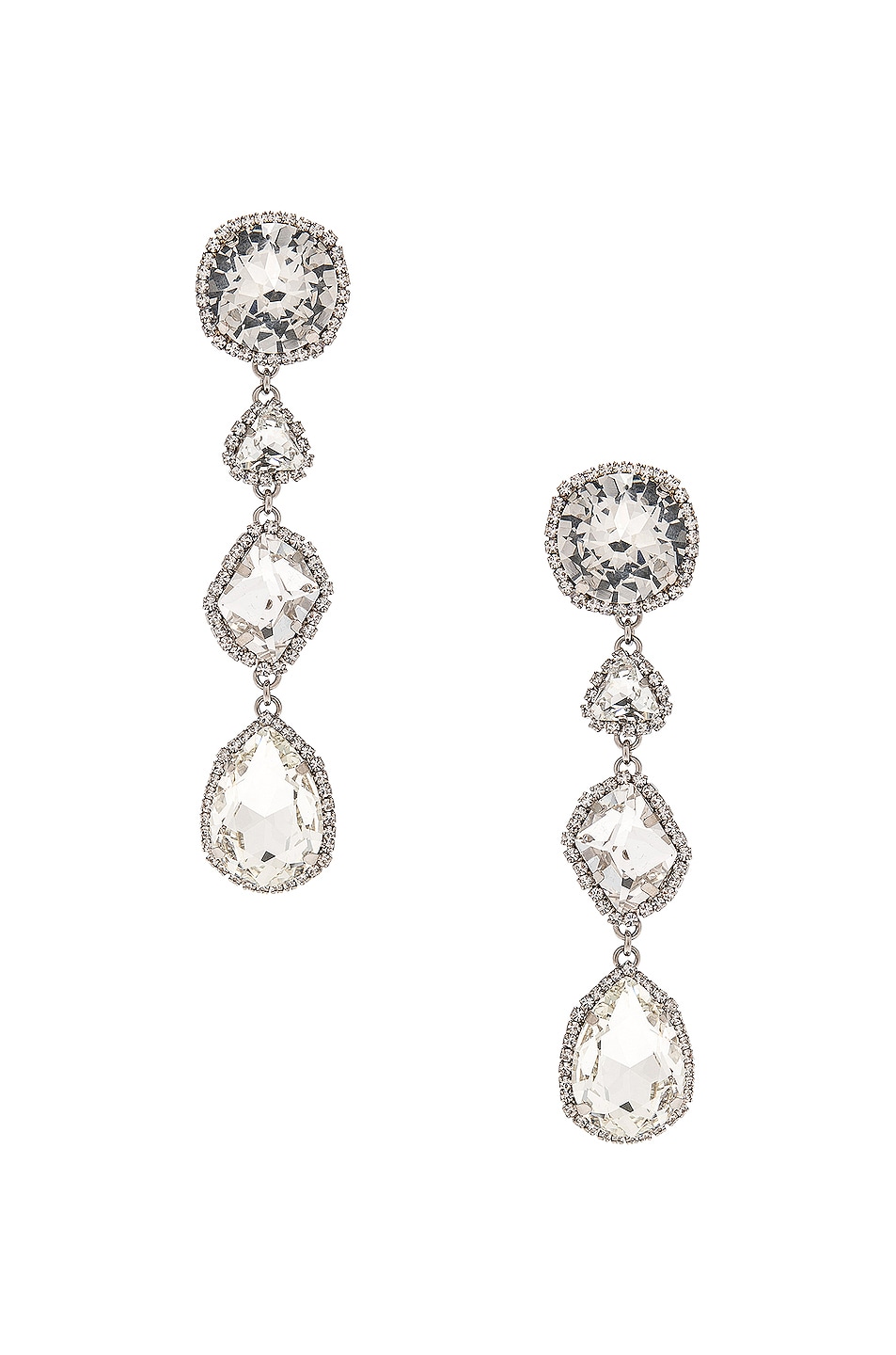 Image 1 of Alessandra Rich Crystal Drop Earrings in Crystal & Silver