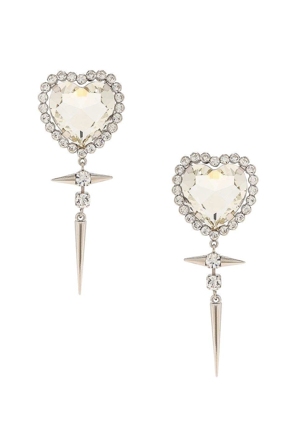 Image 1 of Alessandra Rich Pearl Pendant Earrings in Crystal & Silver