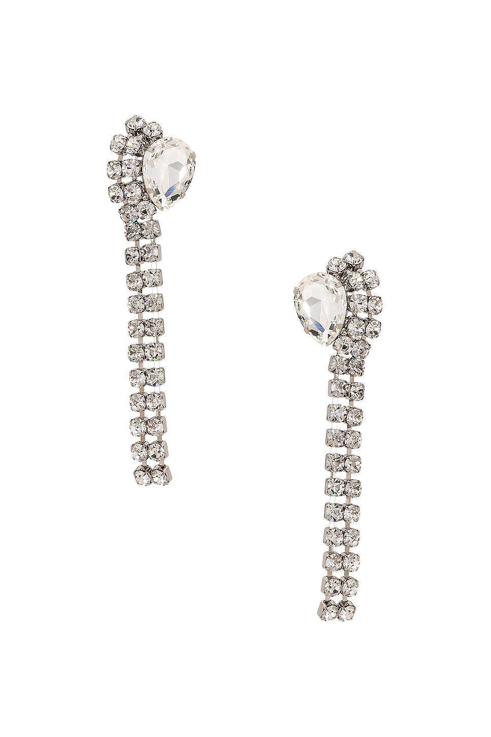 Image 1 of Alessandra Rich Crystal Earrings With Fringes in Crystal & Silver