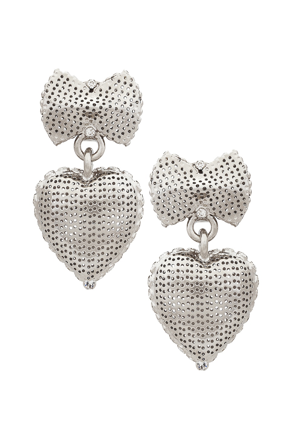 Image 1 of Alessandra Rich Heart Pendant Pearl Earrings in Cry Silver