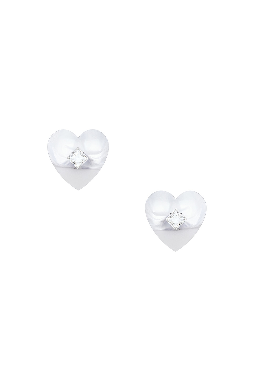 Image 1 of Alessandra Rich Metal Heart Earrings in Cry Silver