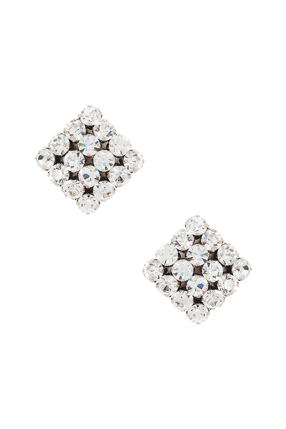 Image 1 of Alessandra Rich Square Crystal Earrings in Crystal & Silver