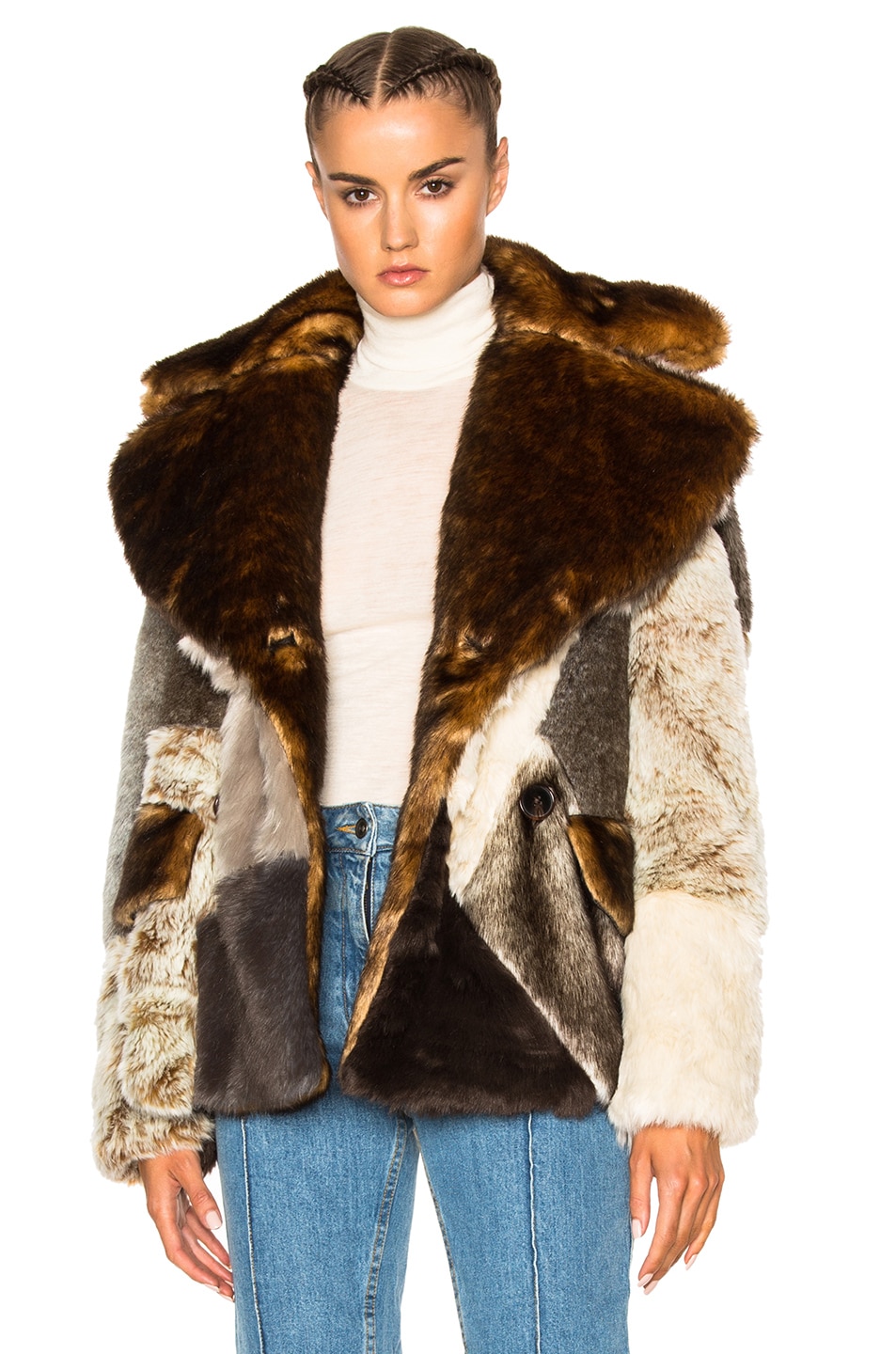 Image 1 of Alessandra Rich Patchwork Faux Fur Jacket in Multi