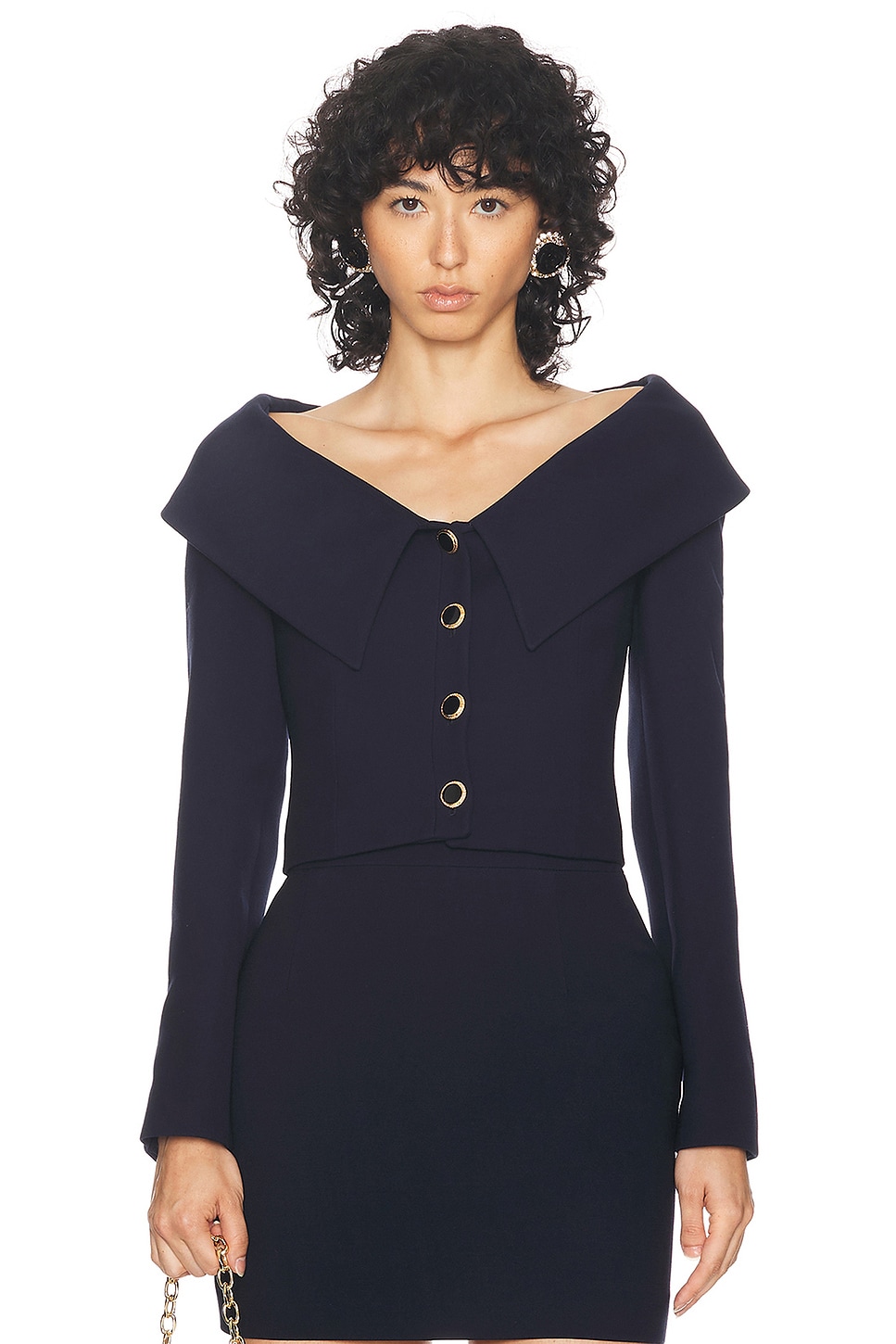 Image 1 of Alessandra Rich Cropped Jacket in Navy Blue