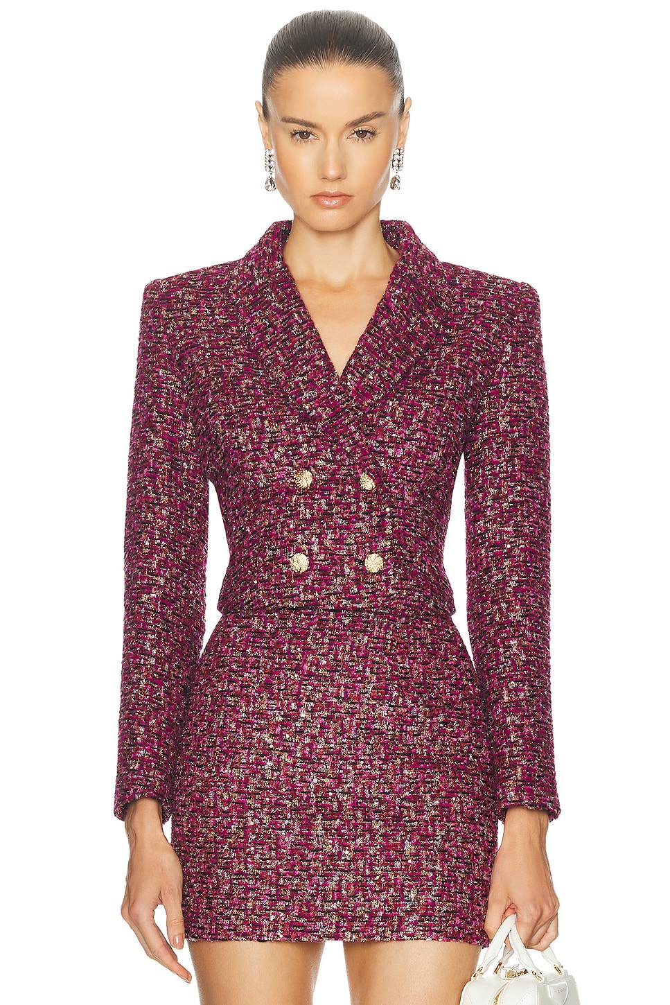 Image 1 of Alessandra Rich Sequin Jacket in Purple & Black