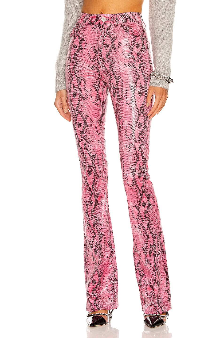 Image 1 of Alessandra Rich Python Print High Waisted Trouser in Light Pink
