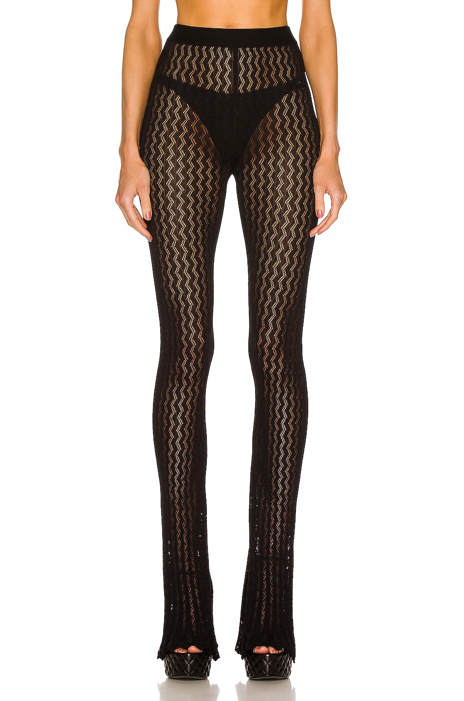 Image 1 of Alessandra Rich Knitted Flared Leggings in Black