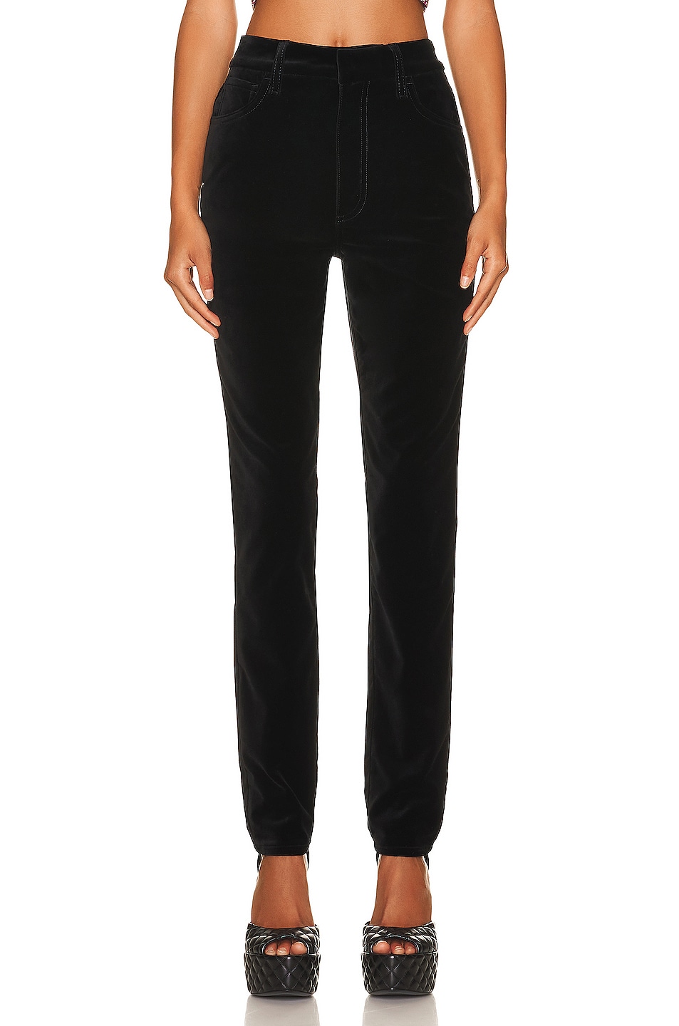 Image 1 of Alessandra Rich Velvet Skinny Trousers in Black