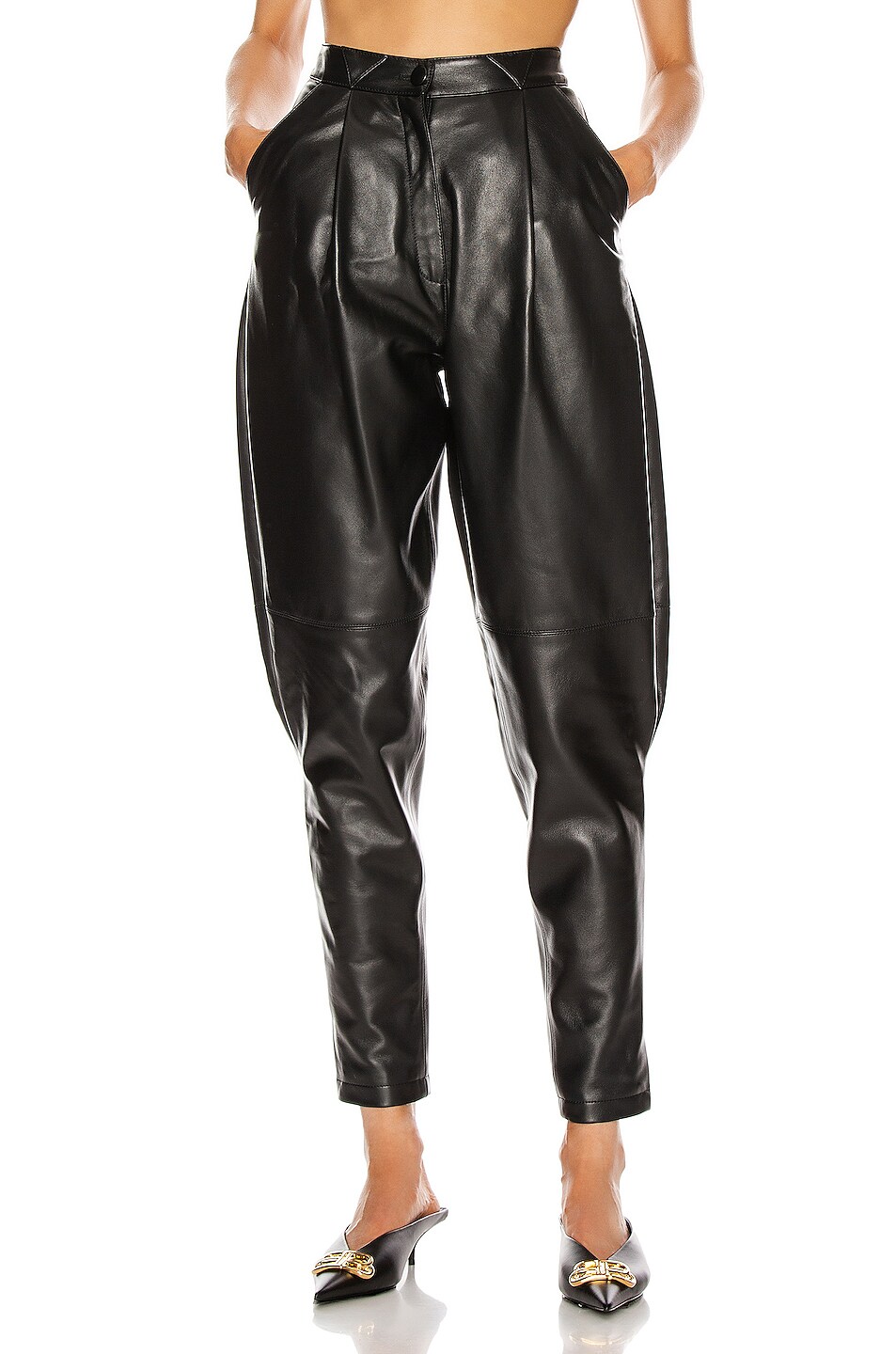 Image 1 of Alessandra Rich Leather Pant in Black