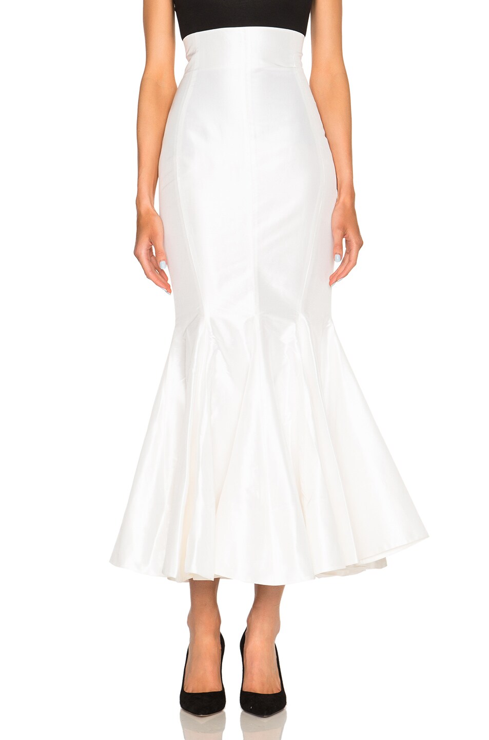 Image 1 of Alessandra Rich Taffeta Skirt in White