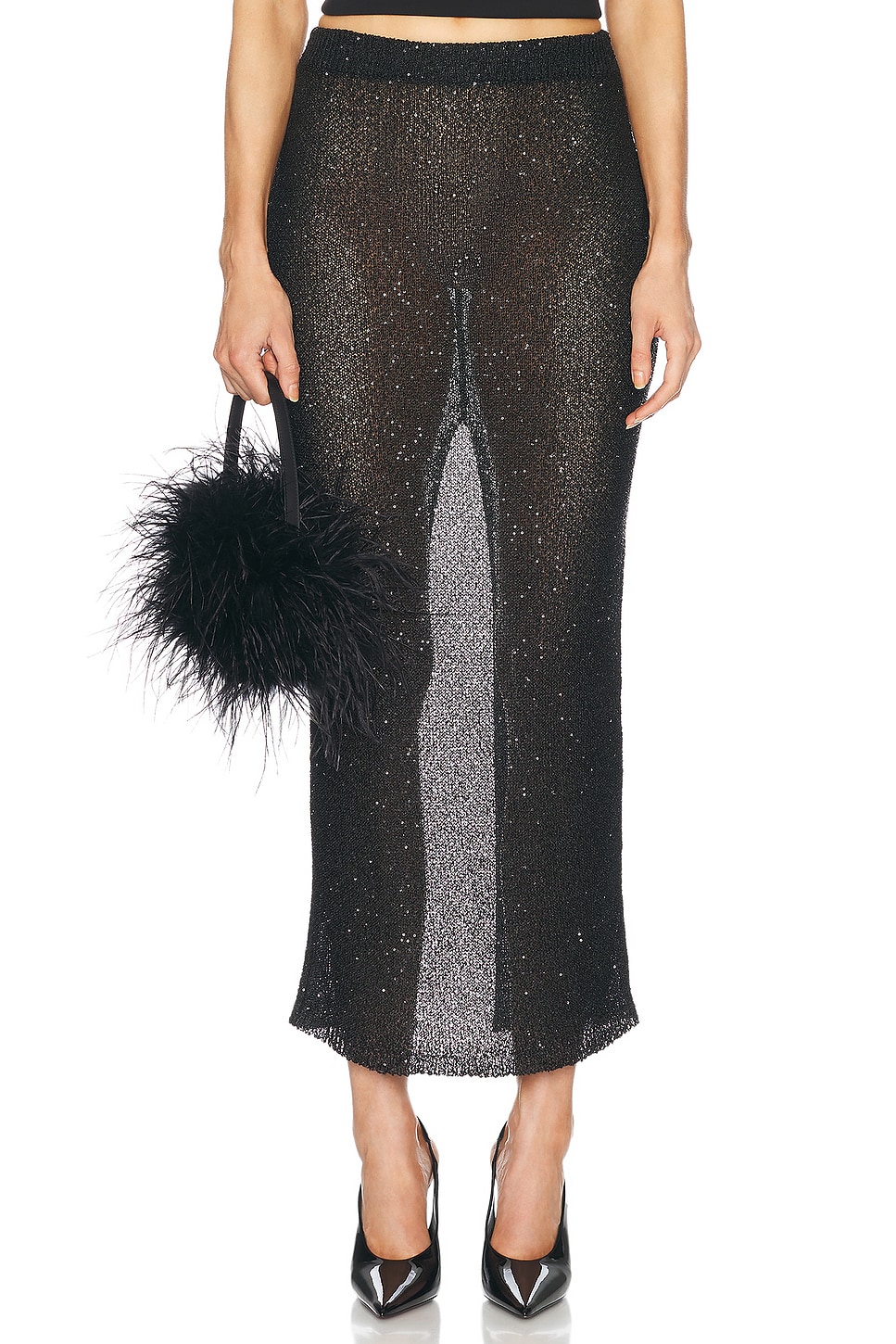 Sequin Long Skirt in Black