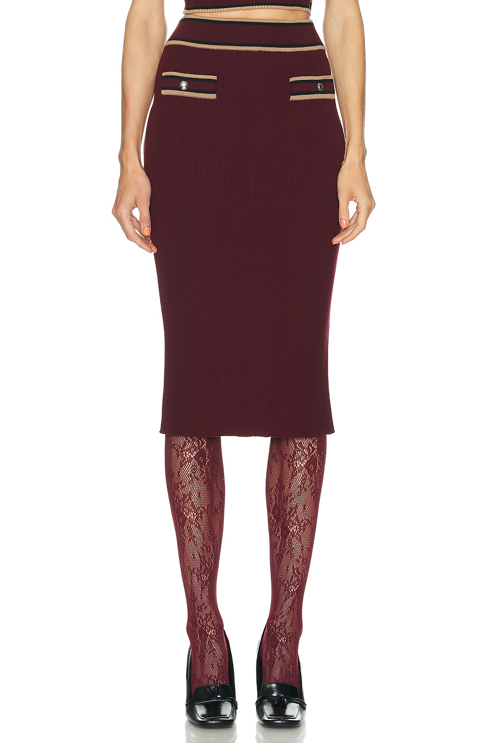 Image 1 of Alessandra Rich Midi Skirt in Bordeaux