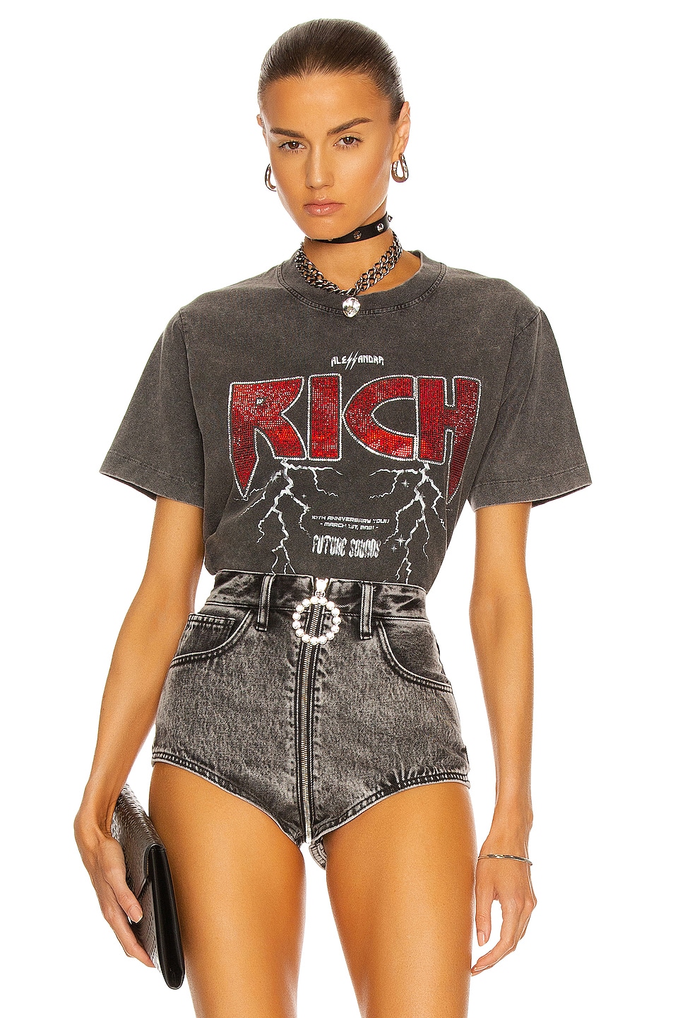 Image 1 of Alessandra Rich Anniversary T-Shirt in Grey