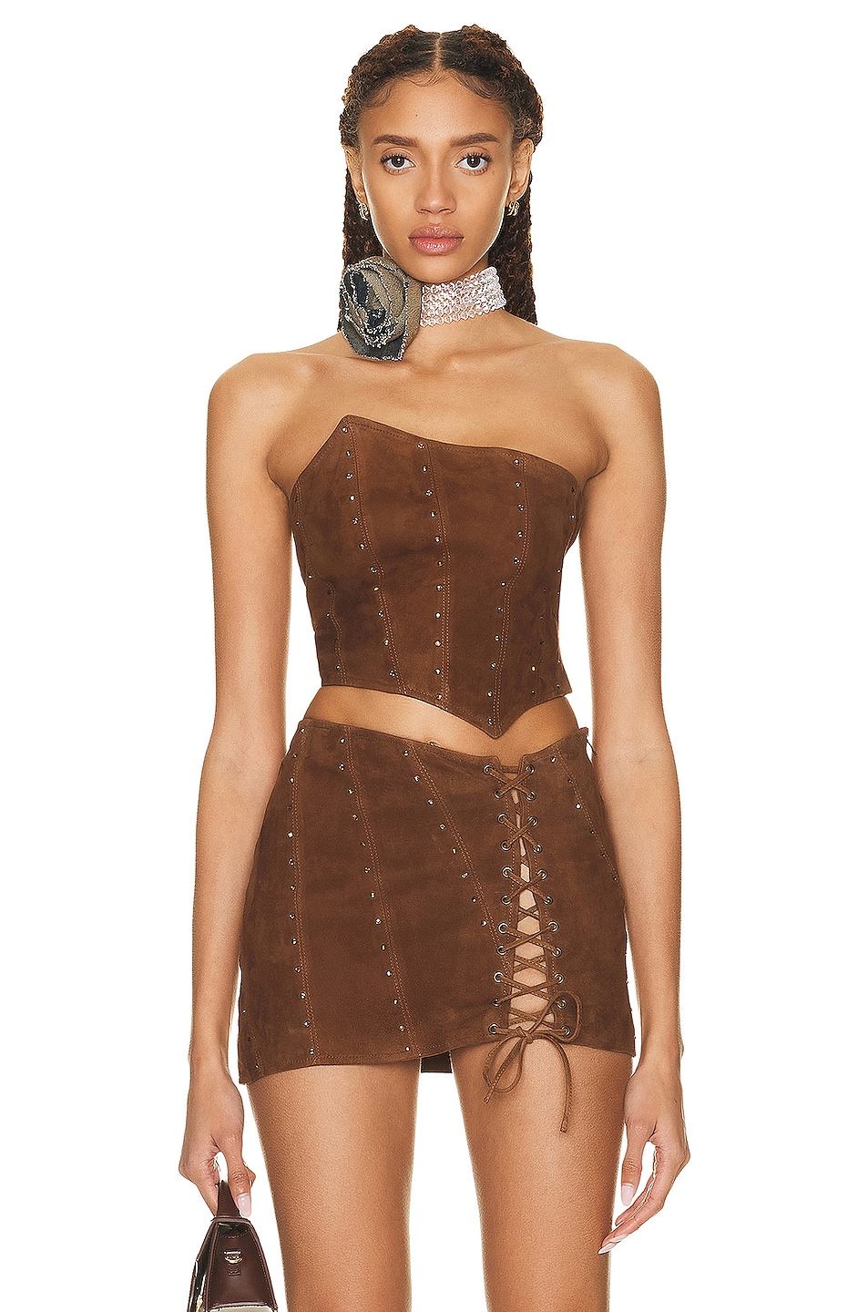 Image 1 of Alessandra Rich Asymmetric Top in Light Brown