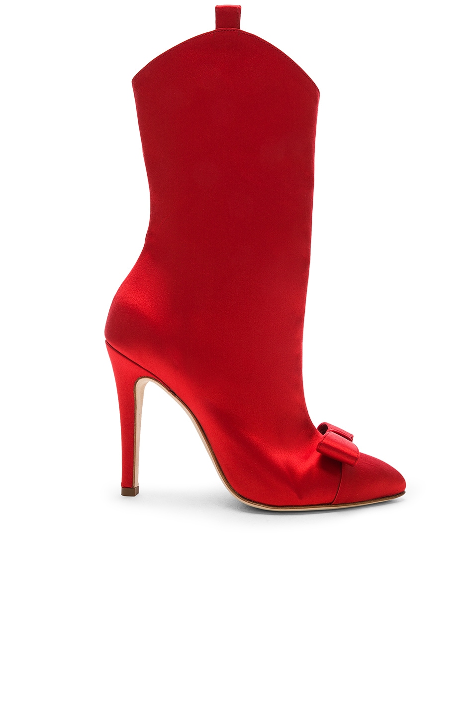 Image 1 of Alessandra Rich Satin Bow Boots in Red