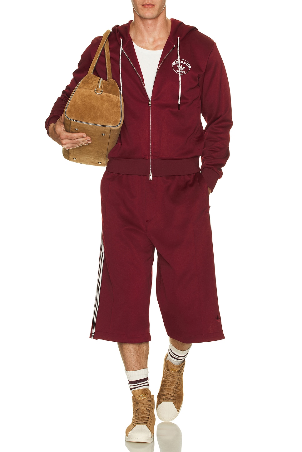 Image 1 of adidas by Wales Bonner Track Shorts in Collegiate Burgundy