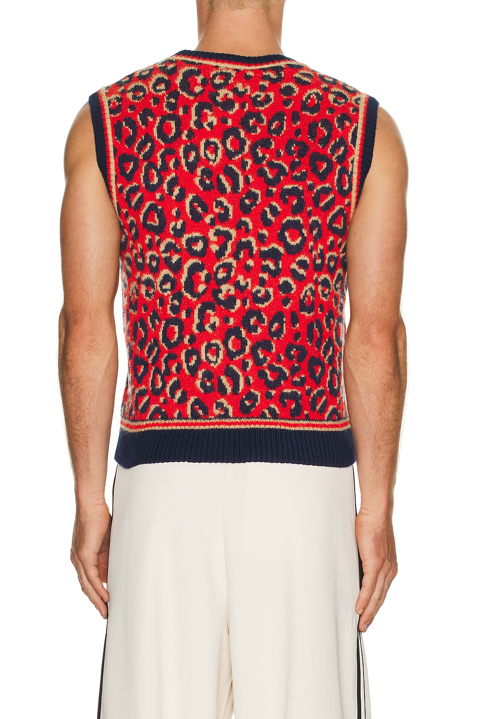 Adidas Originals Adidas X Wales Bonner Leopard Pattern V-neck Sweater Vest In Red